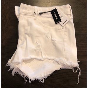 Size 10 Express white distressed shorts never worn